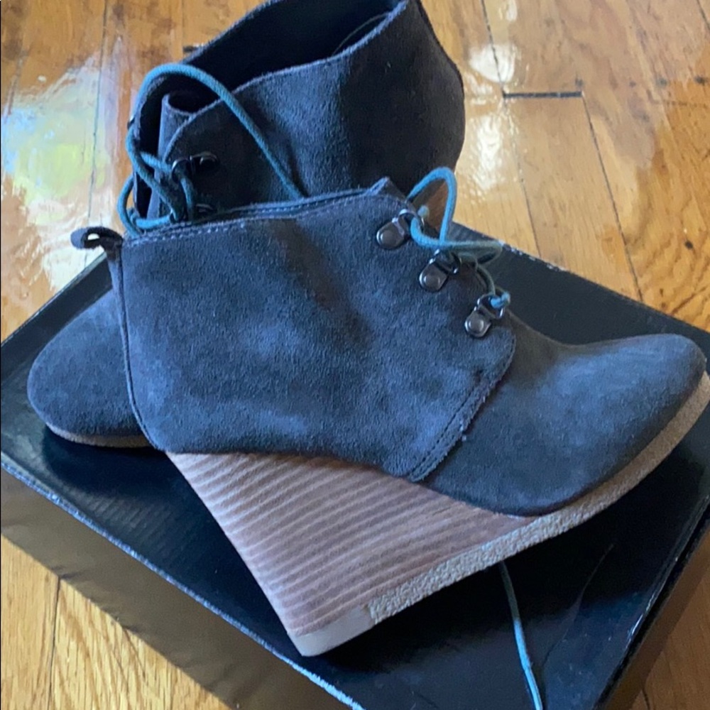 Grey Suede Wedge Boots